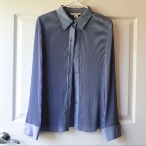 Blue accordion button down blouse